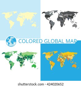 World map vector illustration. High-quality image in the style of broken lines, detail and continents of the world.  Global map for your design or application.