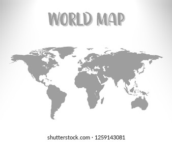 World map vector illustration isolated on white background with shadow.