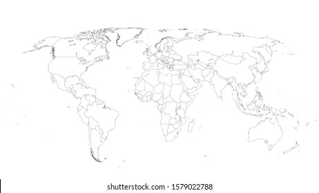 World Map Vector Illustration on White Isolated Background. Flat Blank world map. Eps 10