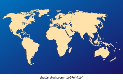 World map vector illustration. World map on blue background.