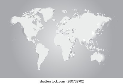 World map vector illustration silver  