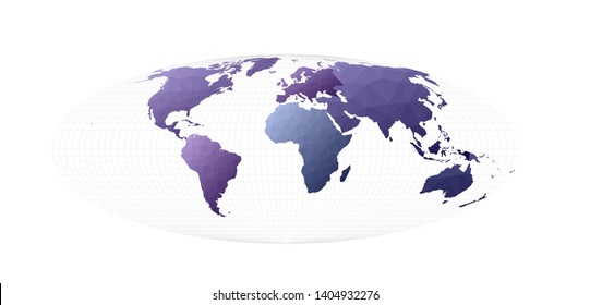 World map vector illustration using Bromley projection, showcasing global geography.