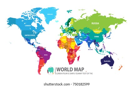 world map distinct countries vector illustrator download