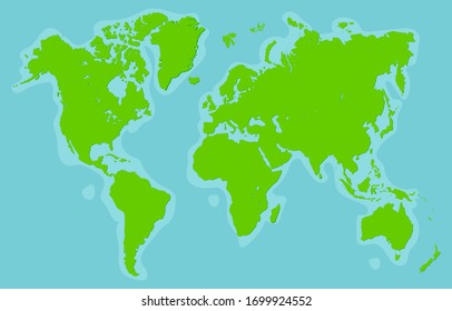 The world map vector image consists of 5 continents: America, Asia, Europe, Africa, Australia.