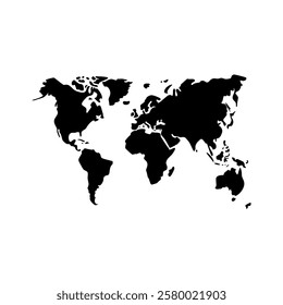 World map vector isolated. Clear map with all countries.