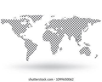 World map vector isolated on white background. Flat Earth gray similar template for web site pattern, cover, anual report, inphographics. Globe worldmap icon. Travel country silhouette backdrop.