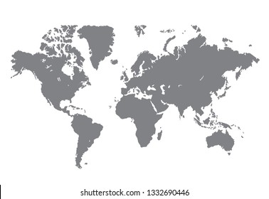 World map vector, isolated on white background