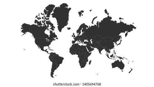 World map vector, isolated on white background. Can be used for anual report, inphographics. High Detailed Countries with borders.