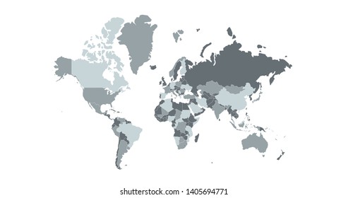 World map vector, isolated on white background. Can be used for anual report, inphographics. High Detailed Countries with borders.