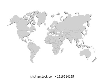 World map vector, isolated on white background. Flat Earth, Vector illustration 