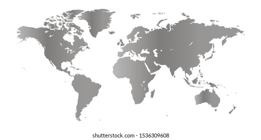 World map vector, isolated on white background. Flat Earth, gray map template for web site pattern, anual report, inphographics. Globe similar worldmap icon. Travel worldwide, map silhouette backdrop.