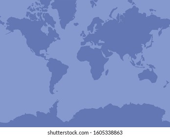 World map vector, isolated on blue background. Flat Earth, gray map template for web site pattern, 
Globe similar worldmap icon. Travel worldwide, map silhouette backdrop.
