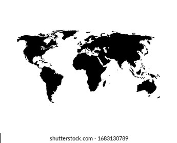 World map vector, isolated on white background