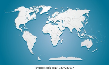 World map vector isolated on background. Flat Earth template for pattern, report, inphographics, banner, backdrop. World map templates, patterns. Global worldwide travel trip. Geography concept.