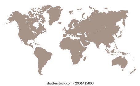 World map vector, isolated on white background