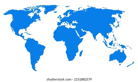 World map vector, isolated on white background. Flat Earth, map template for web site pattern, anual report, inphographics. Worldmap icon. Travel worldwide, map silhouette