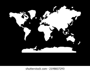 World map vector, isolated on black background. Flat Earth for web site pattern, anual report, infographics. Worldmap icon. Travel worldwide, map silhouette backdrop.