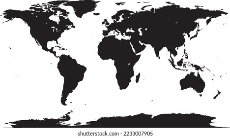 World map vector, isolated on white background. Flat Earth, gray map template for web site pattern, anual report, inphographics. Globe similar worldmap icon. Travel worldwide, map silhouette backdrop.