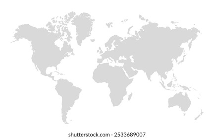 World map vector, isolated on white background. Flat Earth, gray map template for web site pattern, anual report, inphographics.