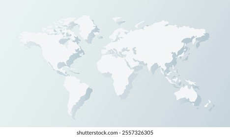 World map vector, isolated on white background. Flat Earth, gray map template for web site pattern, anual report, inphographics. Globe similar worldmap icon. Travel worldwide, map silhouette backdrop.