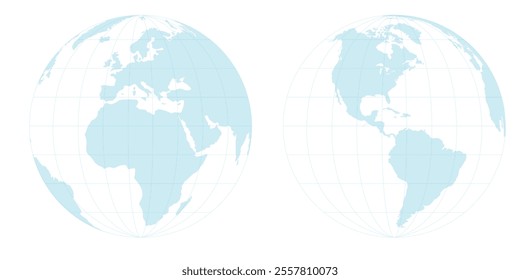 World map vector, isolated on white background. Flat Earth, blue map template for web site, anual report, inphographics. Globe similar worldmap icon. Travel worldwide, map silhouette backdrop.