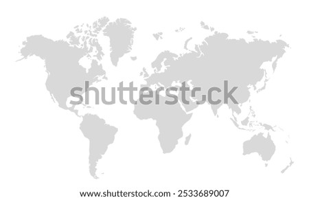 World map vector, isolated on white background. Flat Earth, gray map template for web site pattern, anual report, inphographics.