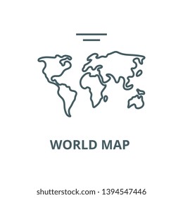 World map  vector line icon, linear concept, outline sign, symbol