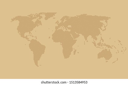 World map vector made creative dots, points isolated on background. Flat Earth template for pattern, report, inphographic, banner, backdrop. World map templates, patterns. Global history worldwide