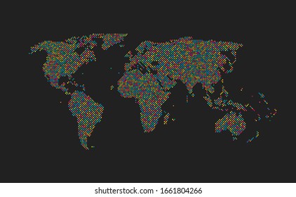 World map vector made creative dots, points isolated on background. Flat Earth template for pattern, report, inphographic, banner, backdrop. World map templates, patterns. Global worldwide travel trip