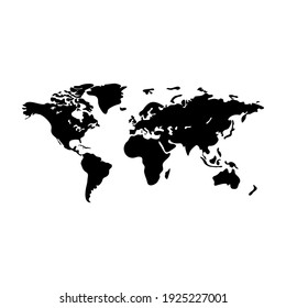 World map vector modern. Earth map vector outline silhouette isolated on white background. Flat map template for website pattern, annual report, infographics. Travel worldwide, map silhouette backdrop