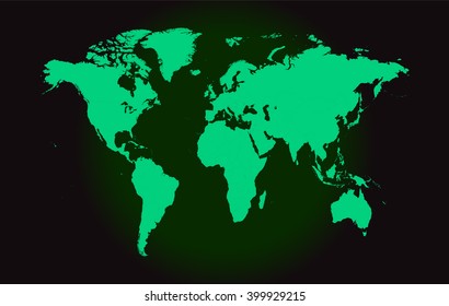 World map vector neon color green