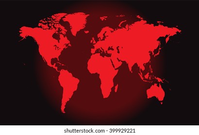 World map vector neon color red