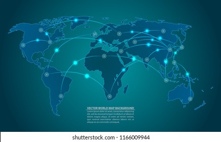 
World map vector with network connection concepts