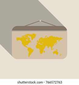 world map vector on desk with shadow