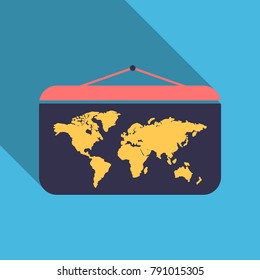 world map vector on desk with shadow