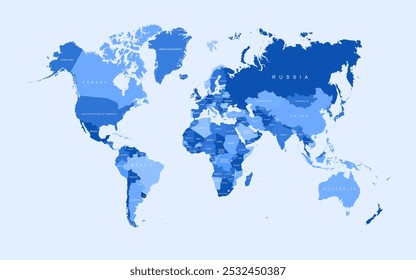 World map vector states border geography continent global business travel flat graphic earth globe planet worldwide