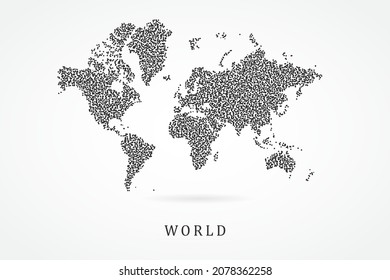 World Map - World map vector template with Black grid on white background  for education, infographic, design, website, banner - Vector illustration eps 10