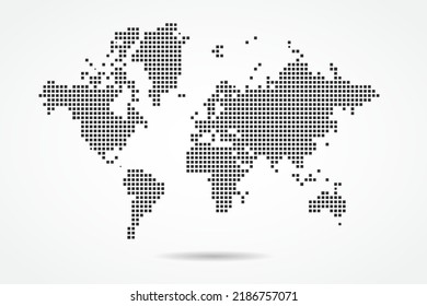 World Map - World map vector template with Black pixel, grid, grunge, halftone style isolated on white background for education, infographic, design, banner - Vector illustration eps 10
