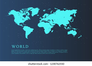 World map vector template with blue color isolated on Star and Galaxy Space rectangular background for website, design, cover, Flat Earth Graph illustration- Vector illustration eps 10