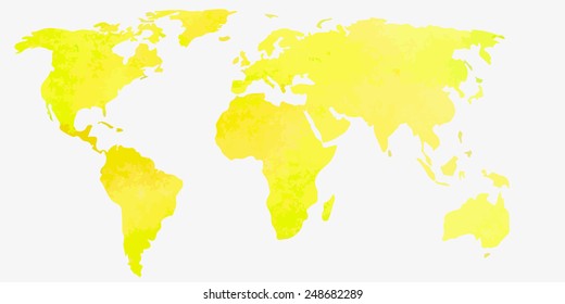 World map vector watercolor isolated on white background. Vector illustration.