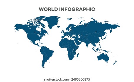 World Map, Very high resolution world map, isolated on white background. Infographic, Flat Earth, Globe similar worldmap icon. annual report, Travel worldwide, map silhouette backdrop.