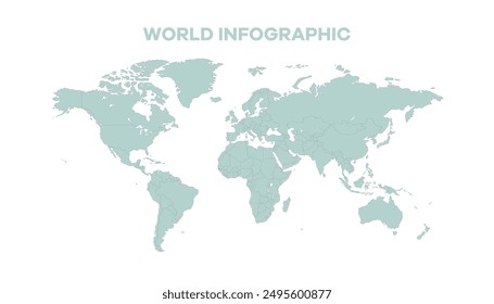 World Map, Very high resolution world map, isolated on white background. Infographic, Flat Earth, Globe similar worldmap icon. annual report, Travel worldwide, map silhouette backdrop.