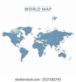 World Map, Very high resolution world map, isolated on white background. Infographic, Flat Earth, Globe similar worldmap icon. annual report, Travel worldwide, map silhouette backdrop. annual report.