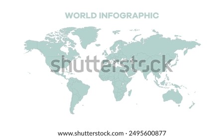 World Map, Very high resolution world map, isolated on white background. Infographic, Flat Earth, Globe similar worldmap icon. annual report, Travel worldwide, map silhouette backdrop.