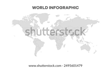 World Map, Very high resolution world map, isolated on white background. Infographic, Flat Earth, Globe similar worldmap icon. annual report, Travel worldwide, map silhouette backdrop.