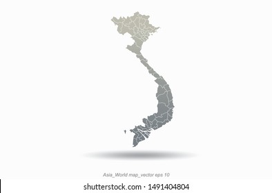 world map vietnam outline in vector