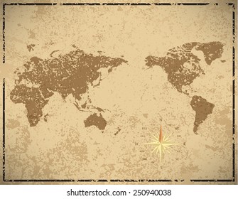 world map in vintage pattern paper, vector illustration
