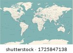 World Map Vintage Political - Vector Detailed Illustration
