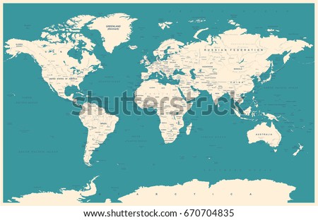 World Map in Vintage Style. High detailed worldmap illustration