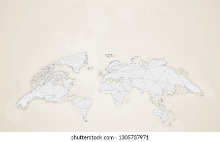 World map in vintage style. Rounded vector world map. 